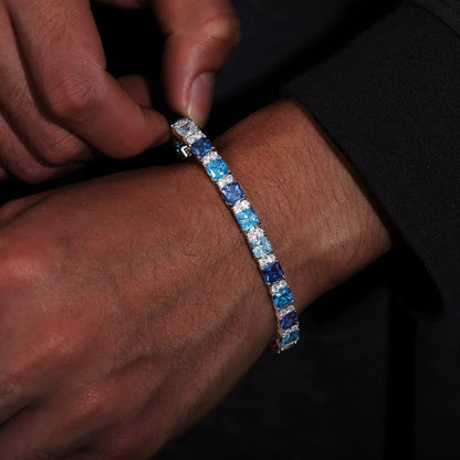 MOISSANITE OCEAN BLUE STONES BRACELET. - WHITE GOLD