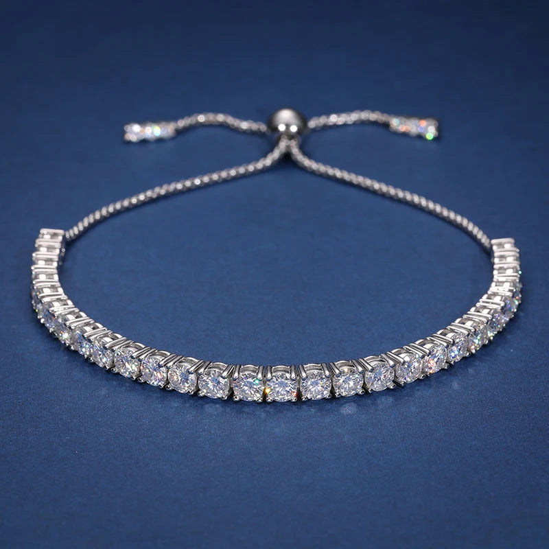 MOISSANITE ADJUSTABLE TENNIS BRACELET. WHITE GOLD