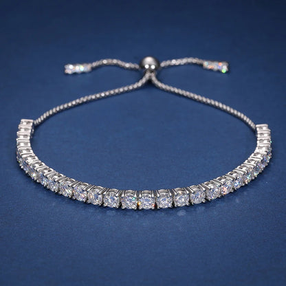 MOISSANITE ADJUSTABLE TENNIS BRACELET. WHITE GOLD