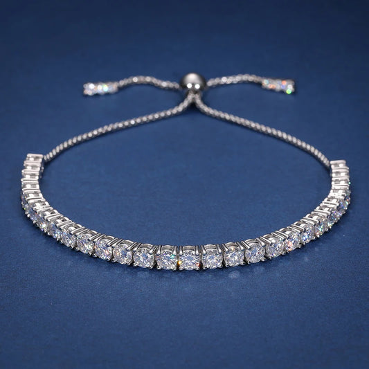 MOISSANITE ADJUSTABLE TENNIS BRACELET. WHITE GOLD