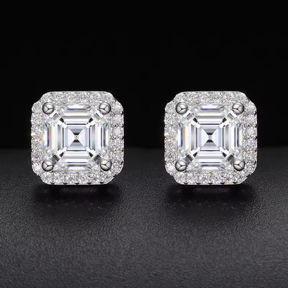 MOISSANITE SQUARE STUDS. - WHITE GOLD