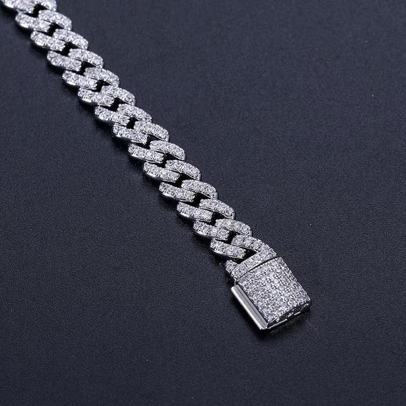 MOISSANITE CUBAN BRACELET. - 6MM WHITE GOLD