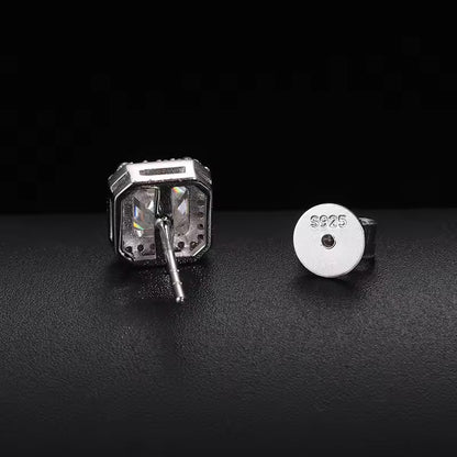 MOISSANITE SQUARE STUDS. - WHITE GOLD