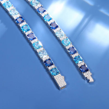 MOISSANITE OCEAN BLUE STONES BRACELET. - WHITE GOLD