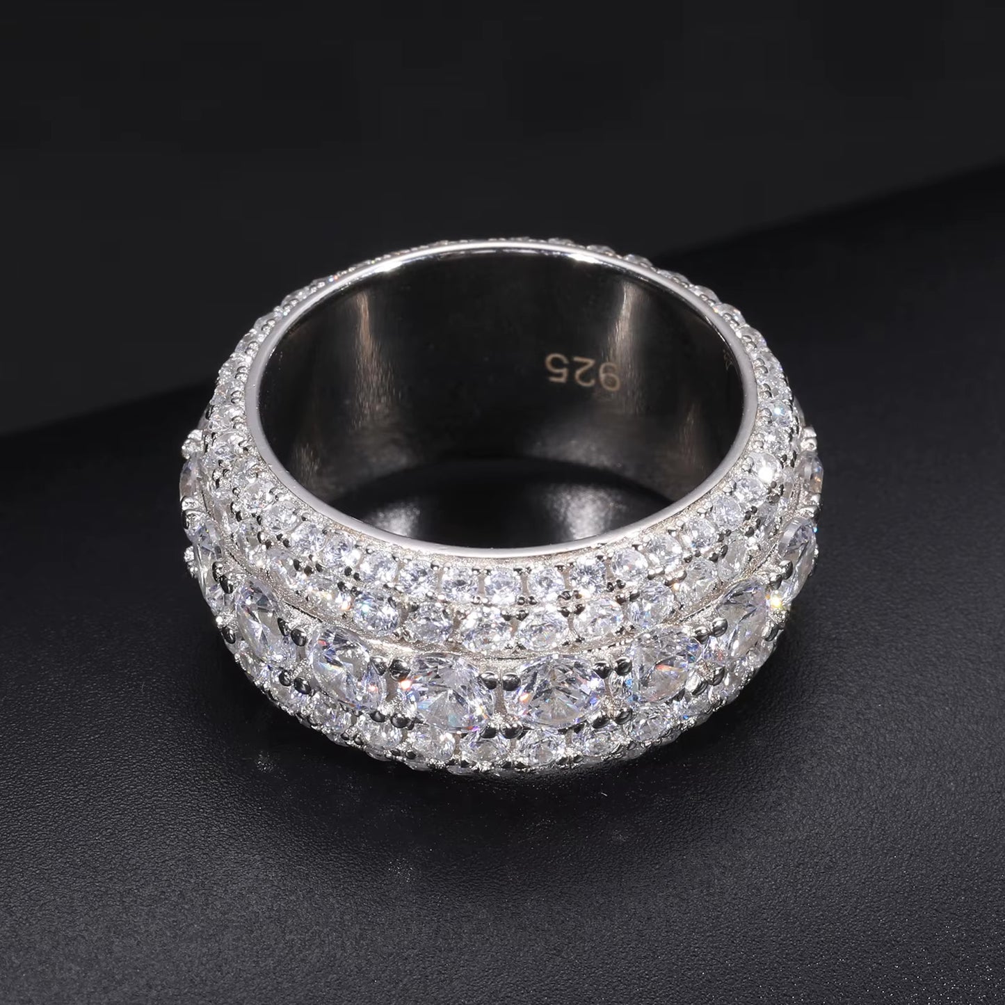 MOISSANITE PAVED ETERNITY RING. - WHITE GOLD