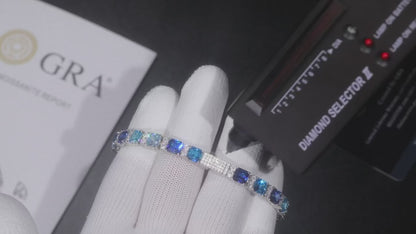 MOISSANITE OCEAN BLUE STONES BRACELET. - WHITE GOLD